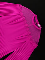 Rose A Line Dress Pleated Half High Collar Shawl sleeves