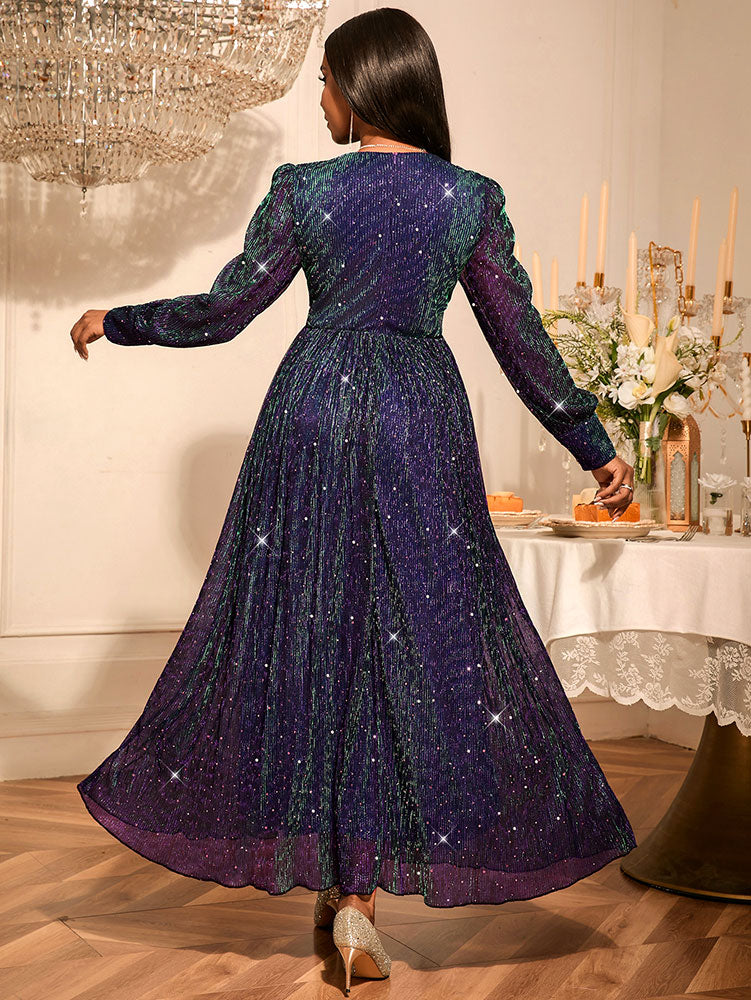 Purple Sequins A Line Dress Party Wedding Evening Outfits