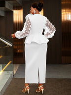 Elegant Wedding Guest Dress Package Hip O Neck 3D Flower