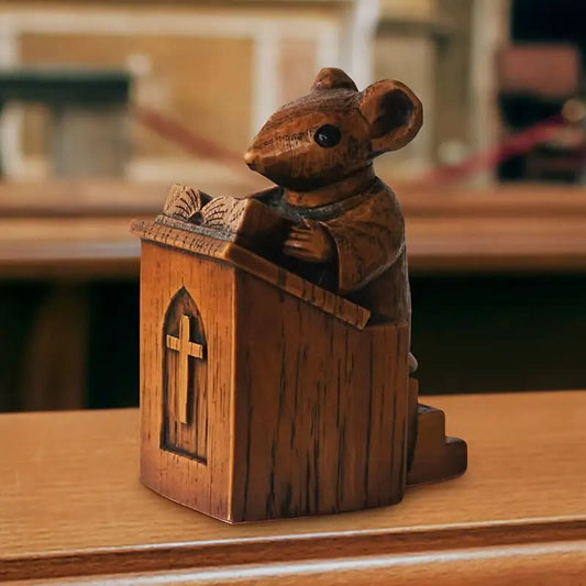 Christianartworkshop Rustic Vintage Style Brown Resin Church Mice Stereoscopic Desktop Ornaments