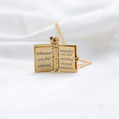 My Little Star Book Necklace – A Letter to My Daughter in a Locket, Adjustable Pendant with Message Inside, Meaningful Jewelry Gift