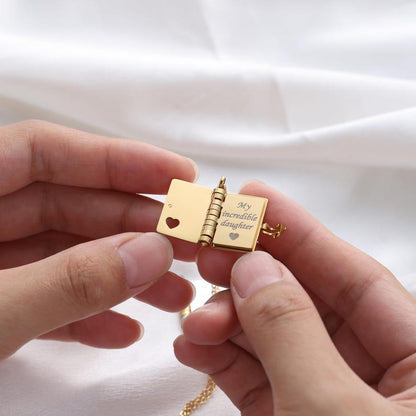 My Little Star Book Necklace – A Letter to My Daughter in a Locket, Adjustable Pendant with Message Inside, Meaningful Jewelry Gift