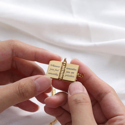 My Little Star Book Necklace – A Letter to My Daughter in a Locket, Adjustable Pendant with Message Inside, Meaningful Jewelry Gift