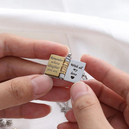 My Little Star Book Necklace – A Letter to My Daughter in a Locket, Adjustable Pendant with Message Inside, Meaningful Jewelry Gift