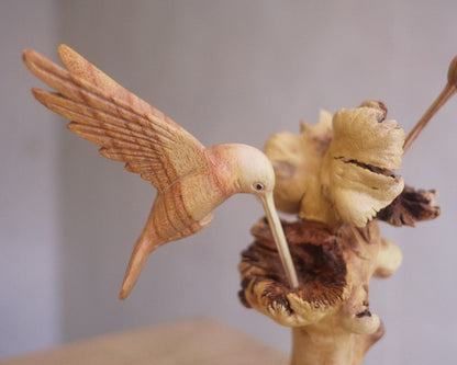 Wooden Hummingbird Couple Sculpture, Wood Carving, Bird Statue, Handmade Decor, Rustic, Unique, Housewarming, Wedding Decor, Christmas Gifts