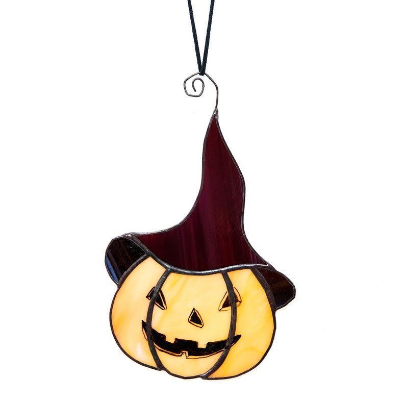 Stained Glass Halloween Pumpkin Suncatcher: Spooky Window Decor
