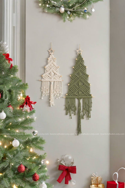 Macrame Christmas Tree, Gift For Family, Holiday Tree, Boho Holiday Gift, Christmas Presents, Unique Xmas Tree, Macrame Home Decor X32