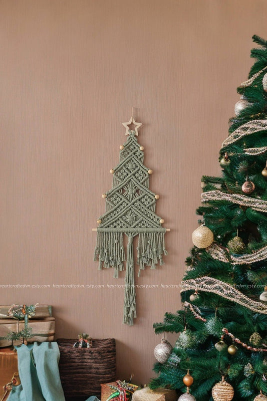 Macrame Christmas Tree, Gift For Family, Holiday Tree, Boho Holiday Gift, Christmas Presents, Unique Xmas Tree, Macrame Home Decor X32
