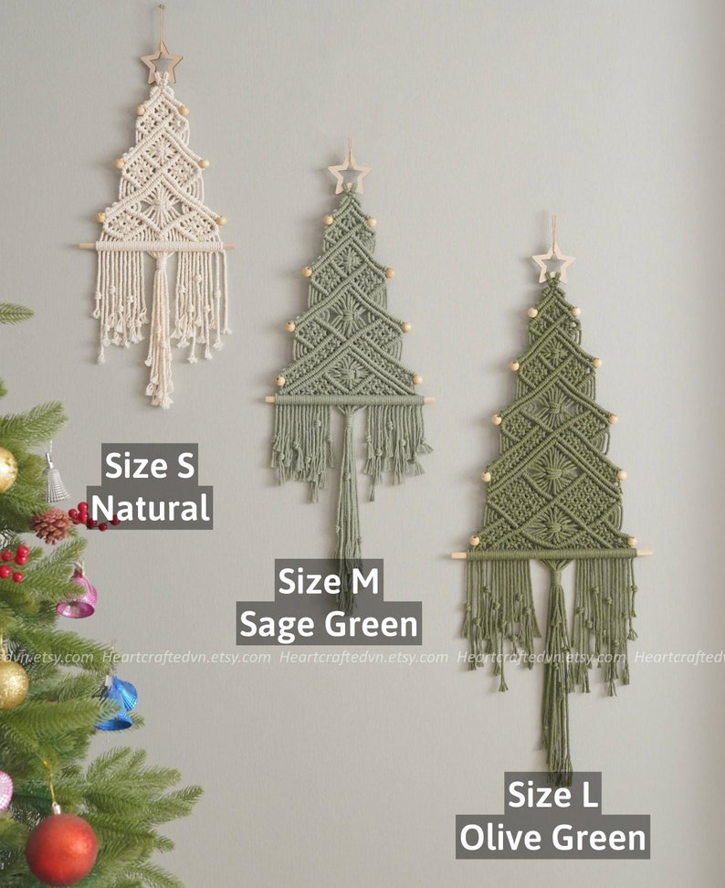 Macrame Christmas Tree, Gift For Family, Holiday Tree, Boho Holiday Gift, Christmas Presents, Unique Xmas Tree, Macrame Home Decor X32