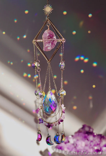 Sun Catcher for Window Hanging, Healing Crystal Suncatcher, Christmas Gift for Her Birthday Gift, Wall Decor Boho Room Decor, Rainbow Maker