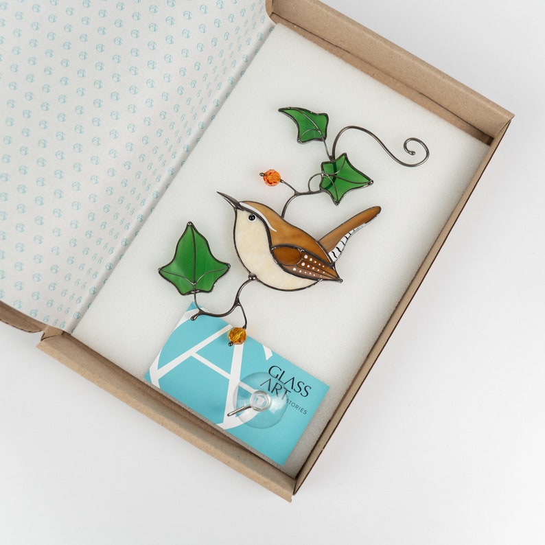 Carolina Wren stained glass window hangings Christmas Gifts Wife Stained glass bird suncatcher Best selling items handmade