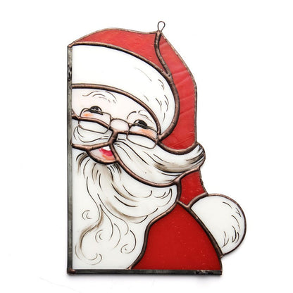 Stained Glass Santa Claus – Christmas Window Corner Decor, Holiday Santa Sun Catcher