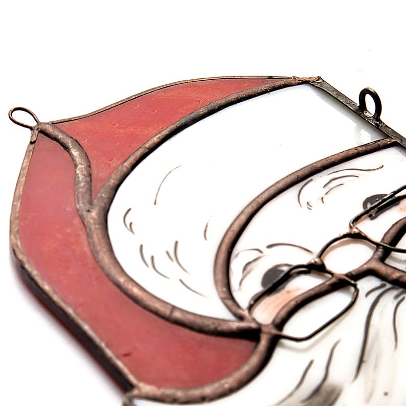 Stained Glass Santa Claus – Christmas Window Corner Decor, Holiday Santa Sun Catcher