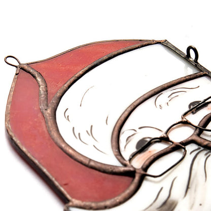 Stained Glass Santa Claus – Christmas Window Corner Decor, Holiday Santa Sun Catcher