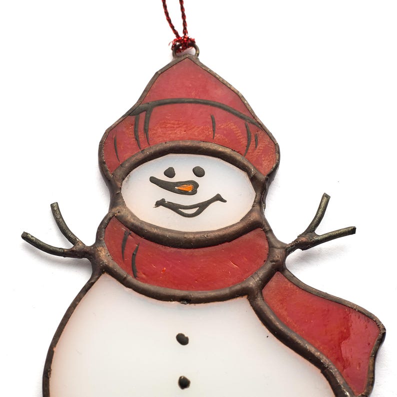Stained Glass Snowman Christmas Tree Decorations, Xmas tree hanging ornaments, Christmas holiday home decor