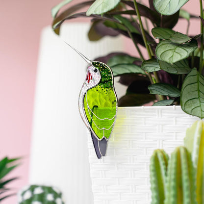 Stained Glass Hummingbird Suncatcher: Pot Decor, Light Catcher