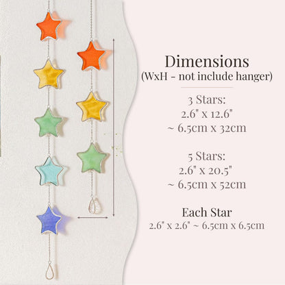 Boho Stained Glass Star Garland, Colorful Window Decor, Handmade Light Catcher for Home Decoration Q10