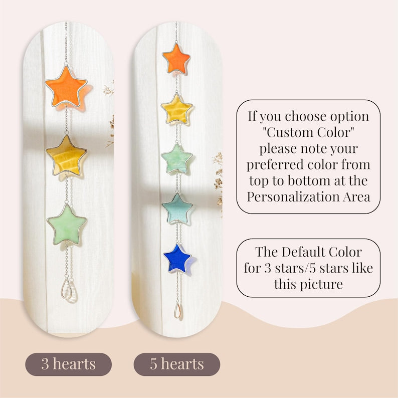 Boho Stained Glass Star Garland, Colorful Window Decor, Handmade Light Catcher for Home Decoration Q10