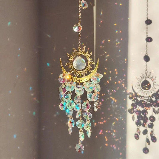 Suncatcher, Crystal Suncatcher, Amethyst Moon Light Catcher, Boho Decor, Housewarming Gift, Wall Hanging, Friendship Gift, Gift For Mother