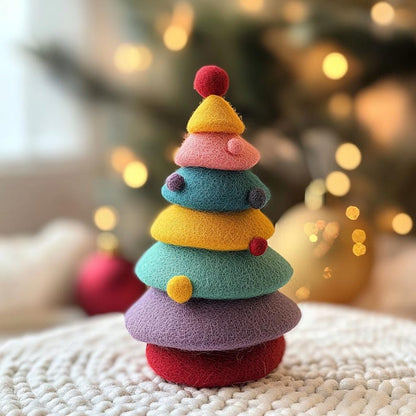 Handmade Wool Felt Christmas Tree: Mini Holiday Desk Decor