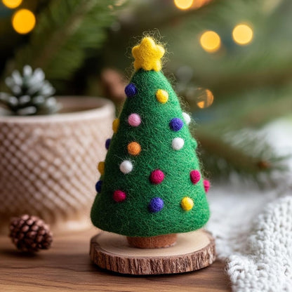 Handmade Wool Felt Christmas Tree: Mini Holiday Desk Decor