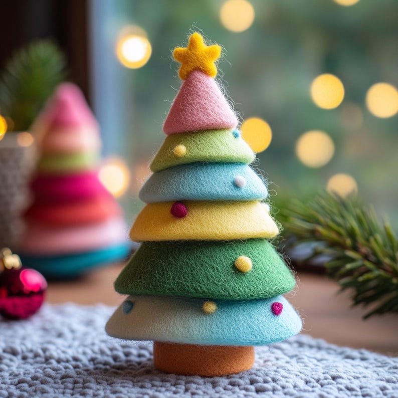 Handmade Wool Felt Christmas Tree: Mini Holiday Desk Decor