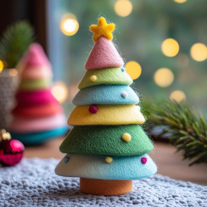 Handmade Wool Felt Christmas Tree: Mini Holiday Desk Decor