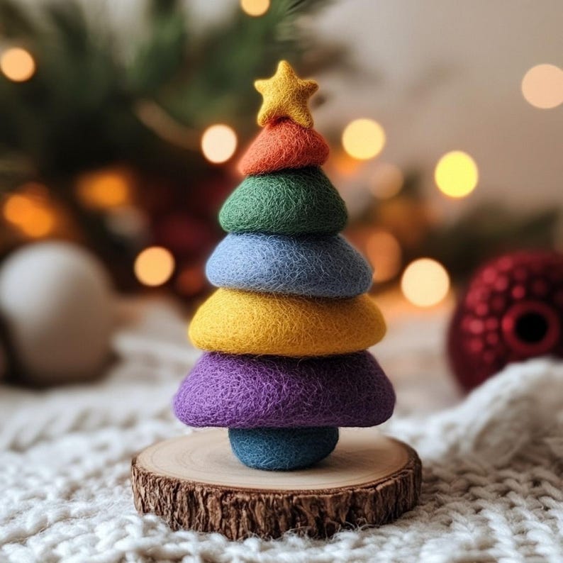 Handmade Wool Felt Christmas Tree: Mini Holiday Desk Decor