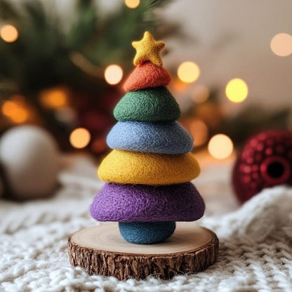 Handmade Wool Felt Christmas Tree: Mini Holiday Desk Decor