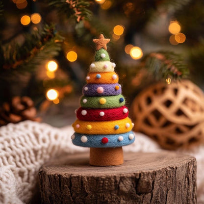 Handmade Wool Felt Christmas Tree: Mini Holiday Desk Decor