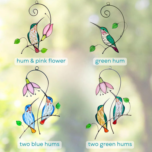 Hummingbird stained glass bird suncatcher Christmas gift Custom stained glass window hangings Hummingbird suncatcher