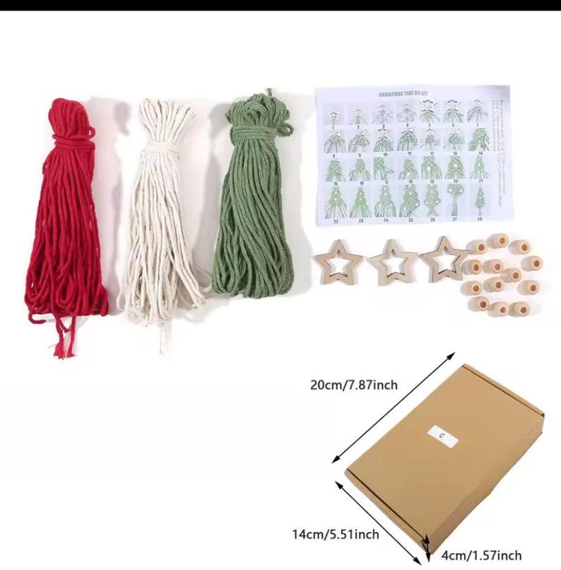 DIY Christmas Tree Macrame Kit – Cotton Rope Ornament | Boho Christmas Wall Hanging Decoration Supplies