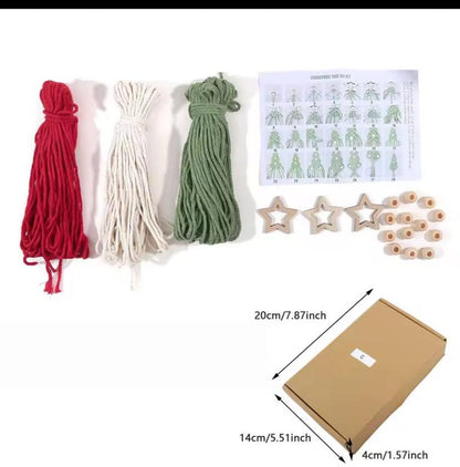DIY Christmas Tree Macrame Kit – Cotton Rope Ornament | Boho Christmas Wall Hanging Decoration Supplies