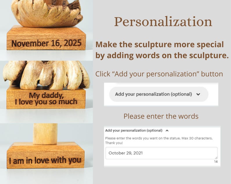 Wooden Hummingbird Couple Sculpture, Wood Carving, Bird Statue, Handmade Decor, Rustic, Unique, Housewarming, Wedding Decor, Christmas Gifts