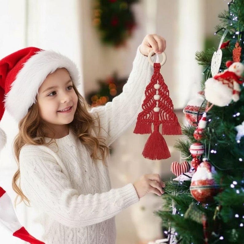 DIY Christmas Tree Macrame Kit – Cotton Rope Ornament | Boho Christmas Wall Hanging Decoration Supplies