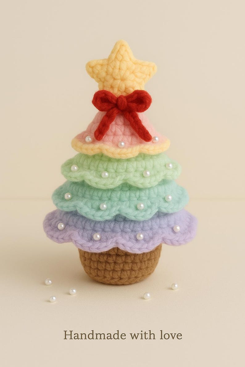 Handmade Crochet Rainbow Christmas Tree: Pastel Holiday Decor