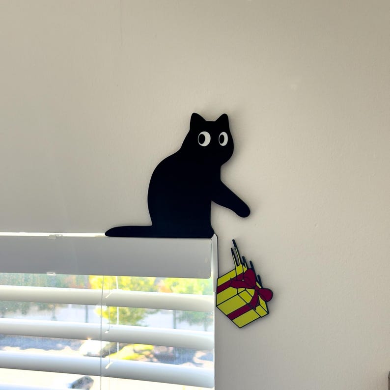 Black Cat Decor | Christmas Wall Decor | Cat Door Corner | Funny Christmas Decor | Christmas Cat Decoration | Door Frame Cat