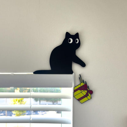 Black Cat Decor | Christmas Wall Decor | Cat Door Corner | Funny Christmas Decor | Christmas Cat Decoration | Door Frame Cat