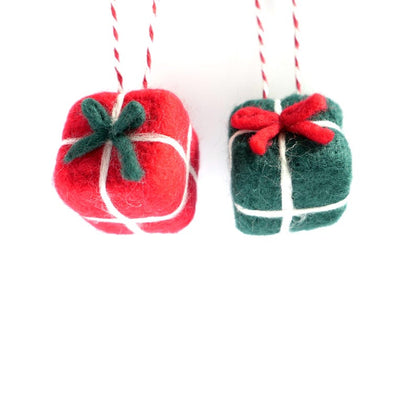 Felt Christmas Gift Box Ornament – Handmade Wool Christmas Tree Decorations, Winter Holiday Ornaments