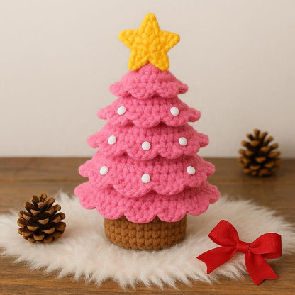Crochet Christmas Tree Amigurumi,  Soft Winter Home Decor Cute Xmas Tree Plush Amigurumi Crochet, Handmade Tabletop Xmas Decor,