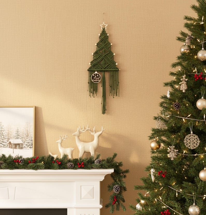 Macrame Christmas Tree, Gift For Family, Holiday Tree, Boho Holiday Gift, Christmas Presents, Unique Xmas Tree, Macrame Home Decor X32