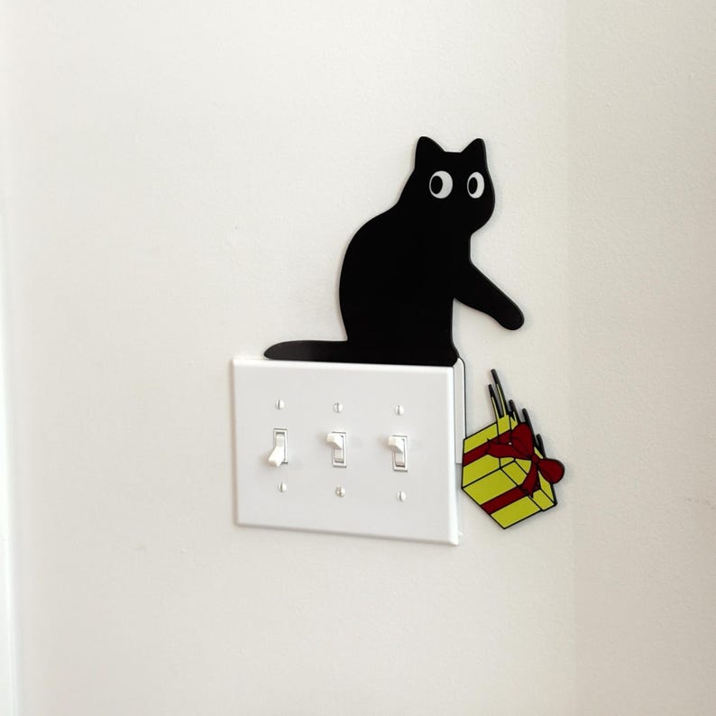 Black Cat Decor | Christmas Wall Decor | Cat Door Corner | Funny Christmas Decor | Christmas Cat Decoration | Door Frame Cat