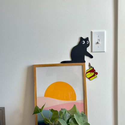 Black Cat Decor | Christmas Wall Decor | Cat Door Corner | Funny Christmas Decor | Christmas Cat Decoration | Door Frame Cat