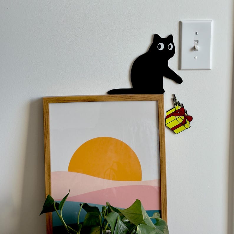 Black Cat Decor | Christmas Wall Decor | Cat Door Corner | Funny Christmas Decor | Christmas Cat Decoration | Door Frame Cat