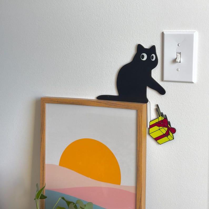 Black Cat Decor | Christmas Wall Decor | Cat Door Corner | Funny Christmas Decor | Christmas Cat Decoration | Door Frame Cat