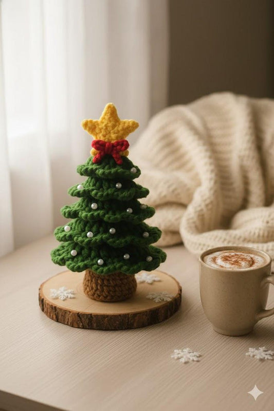 Handmade Crochet Christmas Tree – Amigurumi Holiday Decor, Cute Desk Ornament, Festive Gift, Soft Yarn Xmas Decoration