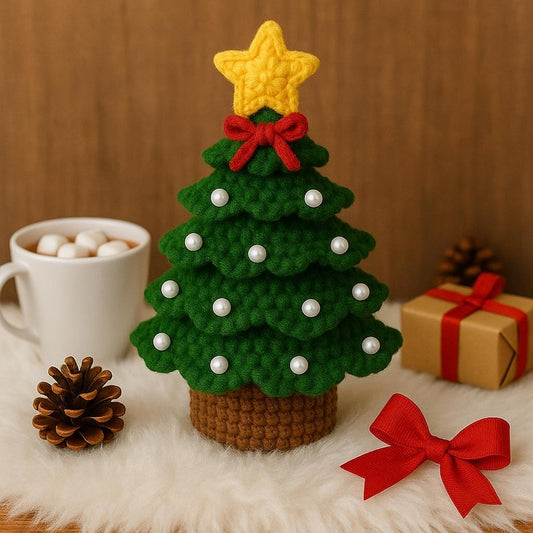Crochet Christmas Tree Amigurumi,  Soft Winter Home Decor Cute Xmas Tree Plush Amigurumi Crochet, Handmade Tabletop Xmas Decor,