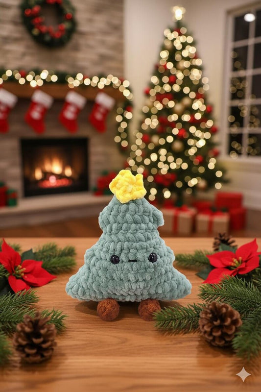 Handmade Crochet Christmas Tree Plush – Soft Holiday Gift Toy with Star – Cute Winter Decor