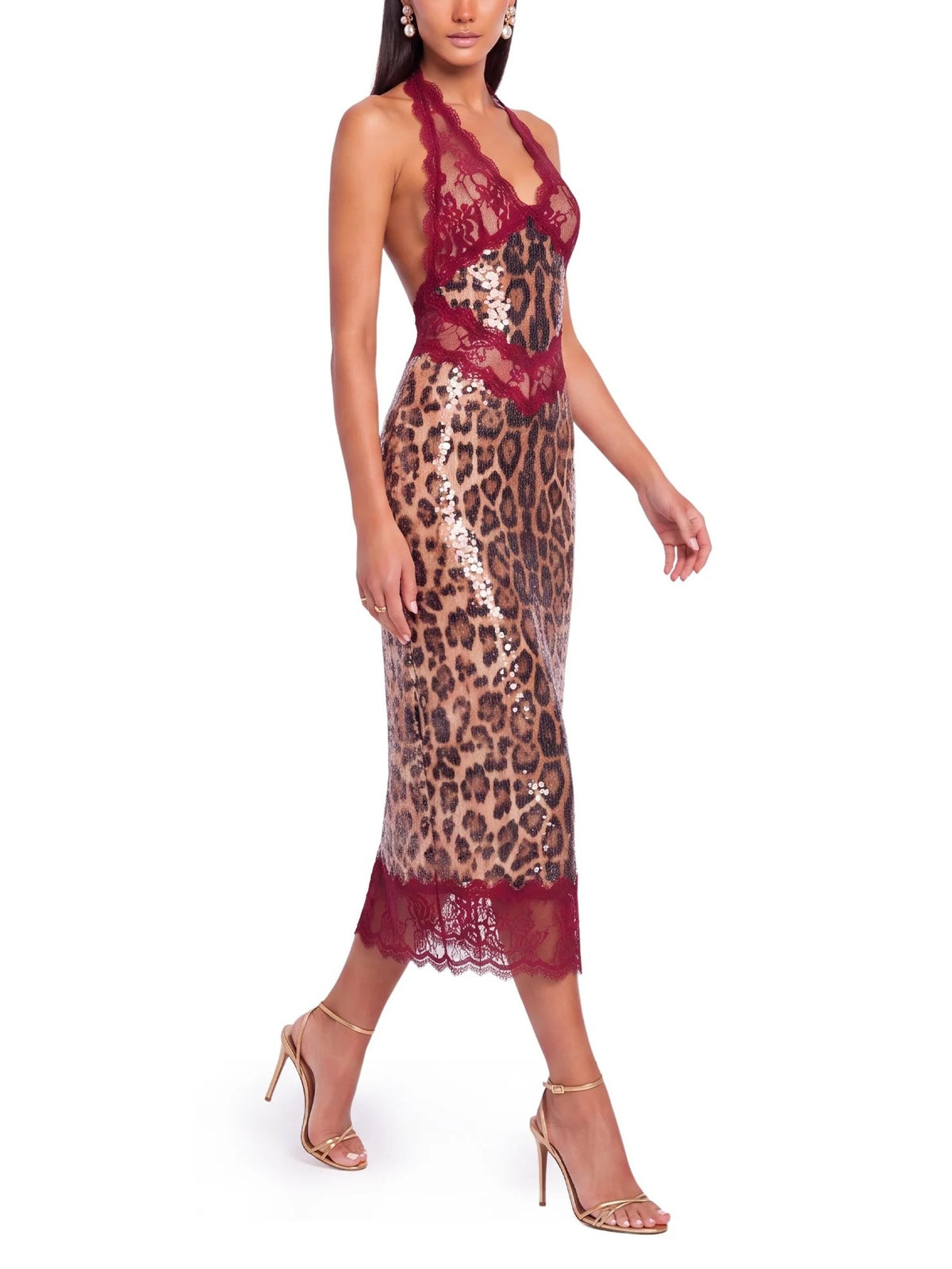 Lace Leopard Midi Dress