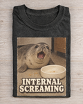 Black Washed Seal Internal Screaming Graphic Tee